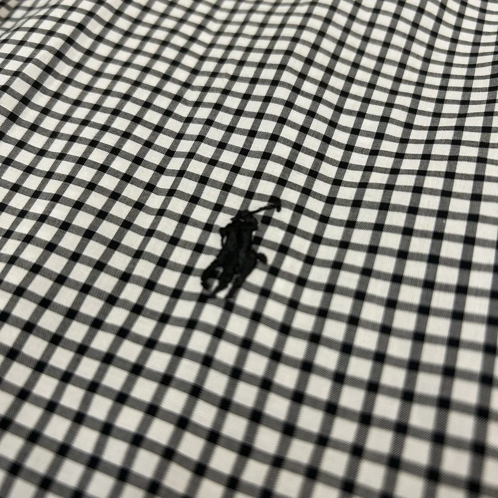 Ralph Lauren Shirt Mens 3XLT Tall Stretch Black White‎ Gingham Plaid Button Down